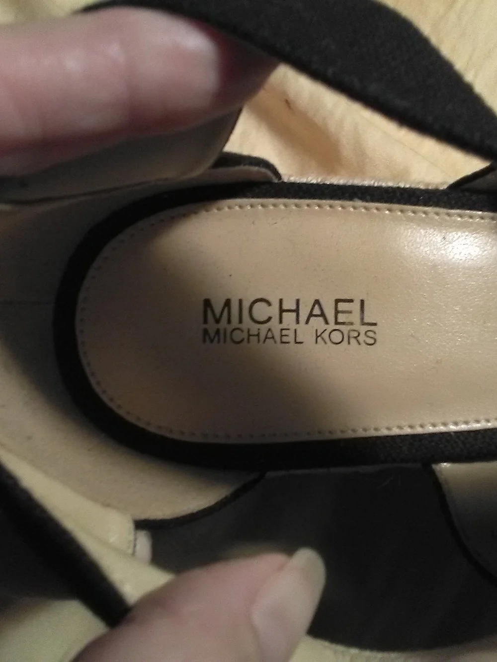 NWT Michael Kors Black Canvas Wedge Espadrille Sandals Gold Zipper 4 IN. Sz. 9